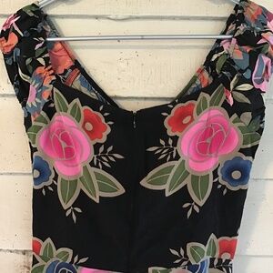 Anna Sui vintage Y2K  black label,famous rose silk dress, handkerchief hem! Sz 8